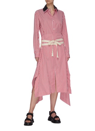 Figure View - Click To Enlarge - PLAN C - Contrast double layer collar stripe long shirt