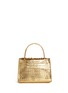 Back View - Click To Enlarge - NANCY GONZALEZ - 'Small Wallis' flower appliqué metallic crocodile leather bag