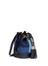 Front View - Click To Enlarge - SEE BY CHLOÉ - 'Vicki' denim patchwork drawstring bucket bag