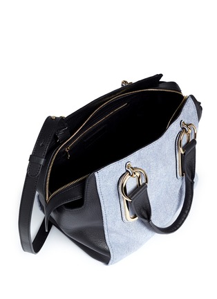 Detail View - Click To Enlarge - SEE BY CHLOÉ - 'Paige' denim leather crossbody satchel
