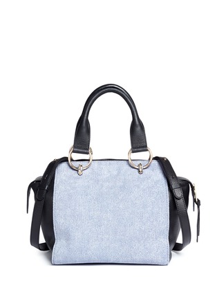 Back View - Click To Enlarge - SEE BY CHLOÉ - 'Paige' denim leather crossbody satchel