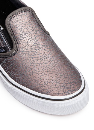 Detail View - Click To Enlarge - VANS - 'Classic' metallic cracked leather kids slip-ons
