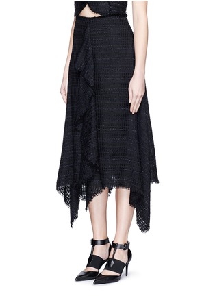 Front View - Click To Enlarge - PROENZA SCHOULER - Frayed tweed ruffle handkerchief skirt