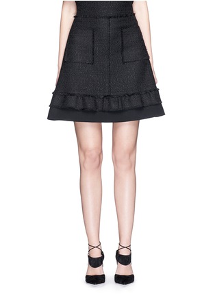Main View - Click To Enlarge - PROENZA SCHOULER - Crepe trim frayed tweed A-line skirt