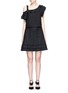 Figure View - Click To Enlarge - PROENZA SCHOULER - Crepe trim frayed tweed A-line skirt