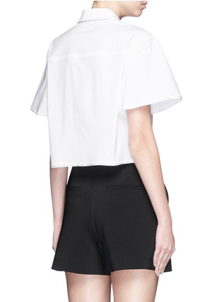 Back View - Click To Enlarge - PROENZA SCHOULER - Wide sleeve cotton poplin cropped shirt