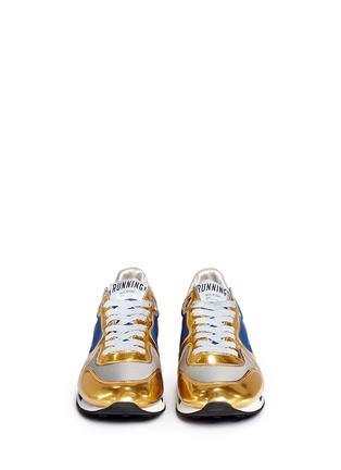 Figure View - Click To Enlarge - GOLDEN GOOSE - 'Running' nylon trim metallic leather sneakers