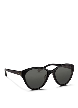 Figure View - Click To Enlarge - LINDA FARROW - Stainless steel hinge acetate cat eye sunglasses