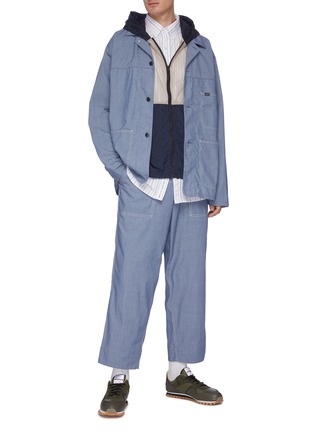 Figure View - Click To Enlarge - NANAMICA - 'Coverall' contrast topstitching patch pocket chambray shirt jacket