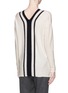 Back View - Click To Enlarge - VINCE - Colourblock stripe V-neck cashmere sweater