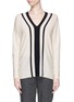 Main View - Click To Enlarge - VINCE - Colourblock stripe V-neck cashmere sweater