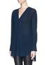 Front View - Click To Enlarge - VINCE - Button cuff high-low crepe tunic