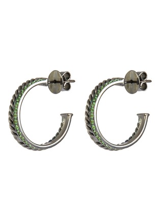 Main View - Click To Enlarge - PATCHARAVIPA - 'Dragon' tzavorite 18k black gold hoop earrings