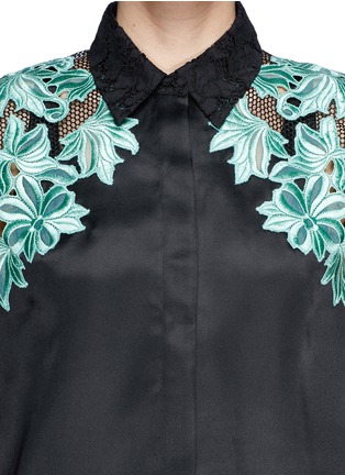Detail View - Click To Enlarge - 3.1 PHILLIP LIM - Floral appliqué satin finish silk organza 
blouse