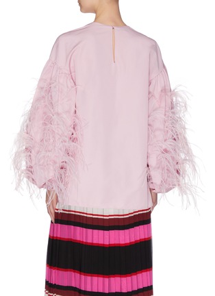Back View - Click To Enlarge - VALENTINO GARAVANI - Feather embellished puff sleeve top