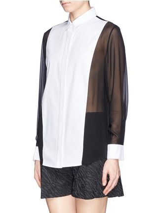 Front View - Click To Enlarge - 3.1 PHILLIP LIM - 'Tuxedo' Oxford silk chiffon shirt