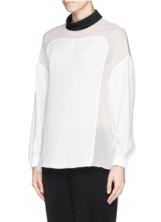 Front View - Click To Enlarge - 3.1 PHILLIP LIM - 'Poet' crepe and chiffon panel silk top
