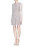 Figure View - Click To Enlarge - CARVEN - Contrast lining lace dress