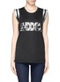 Main View - Click To Enlarge - MO&CO. EDITION 10 - Metallic graphic print cap sleeve T-shirt