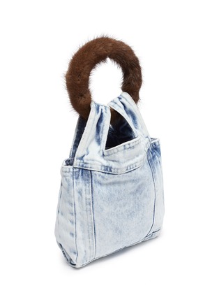 Detail View - Click To Enlarge - SIMONETTA RAVIZZA - 'Furrissima Baby' mink fur ring handle denim sac bag