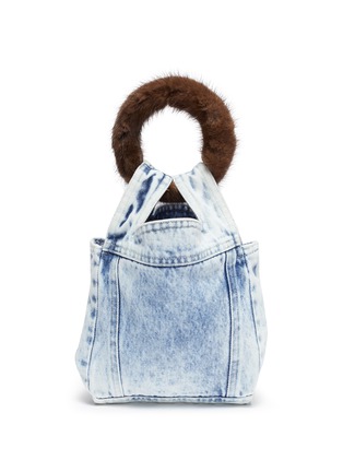 Main View - Click To Enlarge - SIMONETTA RAVIZZA - 'Furrissima Baby' mink fur ring handle denim sac bag