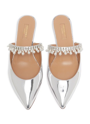 Detail View - Click To Enlarge - AQUAZZURA - 'Exquisite' crystal embellished strap flats