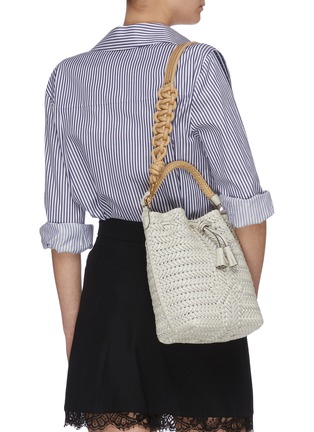 Front View - Click To Enlarge - ANYA HINDMARCH - Neeson Drawstring' woven small calf leather bag