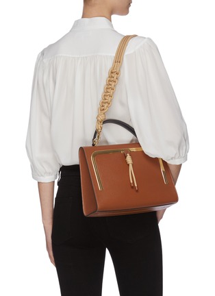 Front View - Click To Enlarge - ANYA HINDMARCH - Smooth rope ostrich print capra leather postbox bag