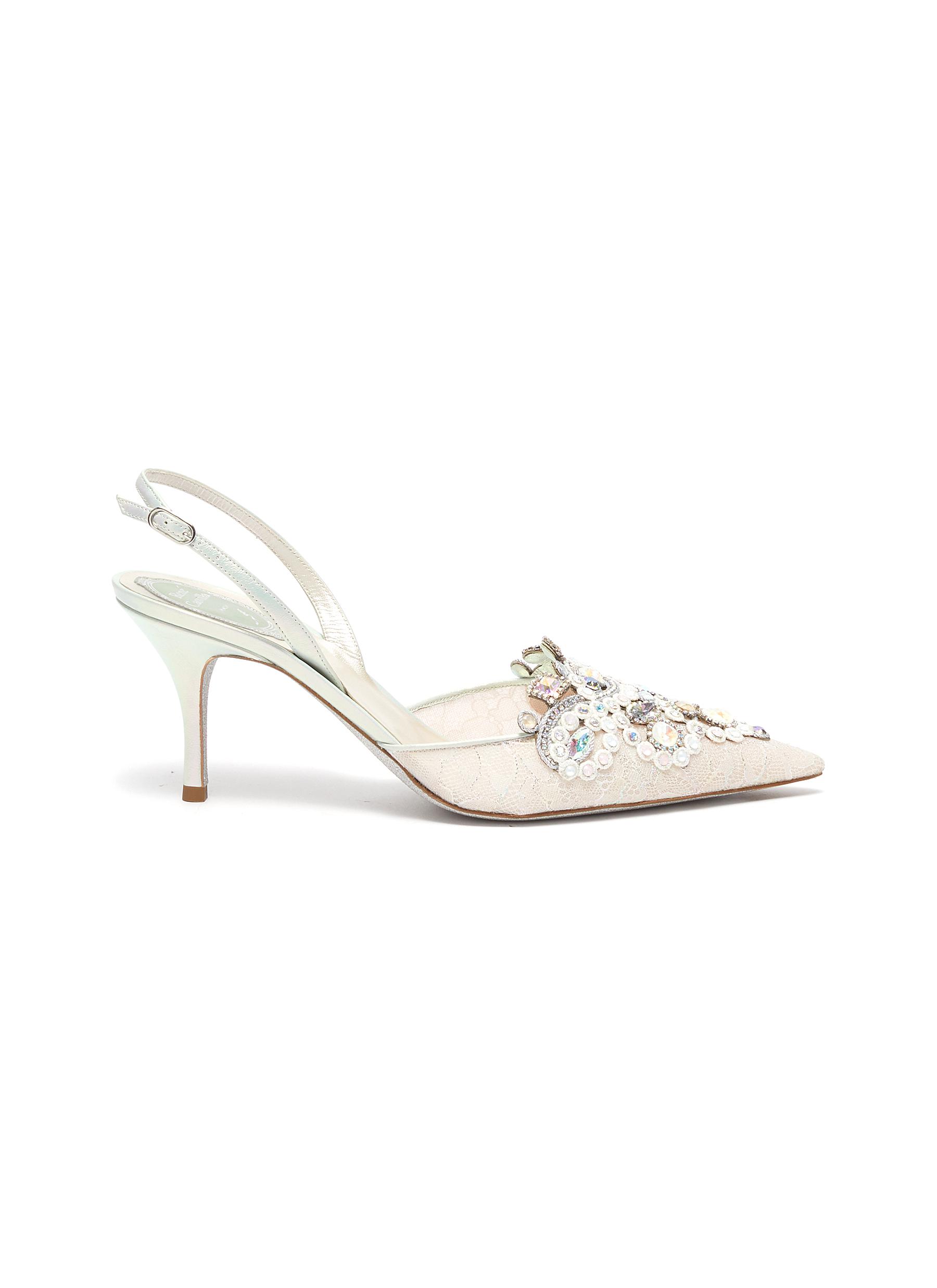 Veneziana' embellished lace slingback 