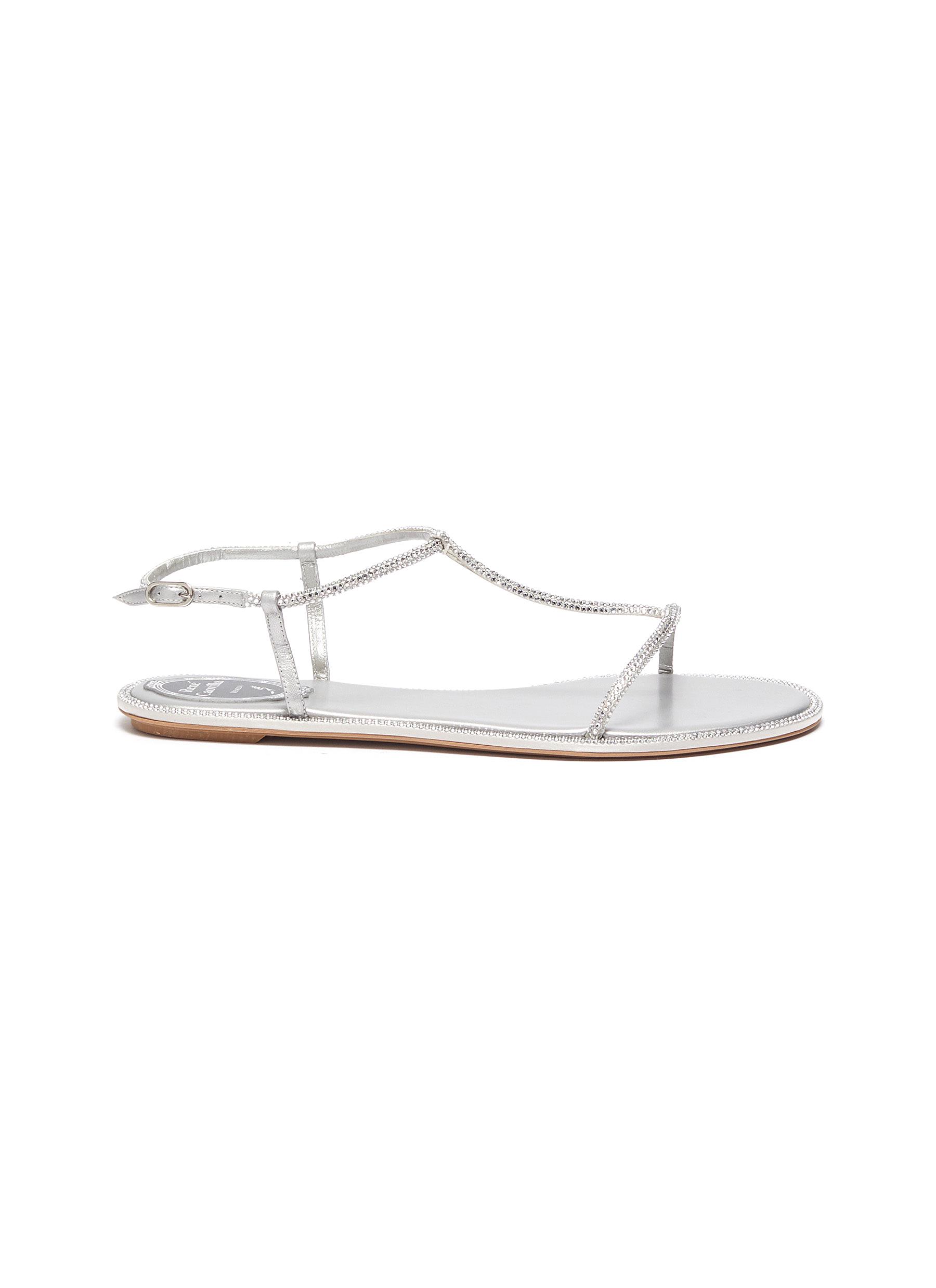 René Caovilla Flats Embellished satin strappy sandals