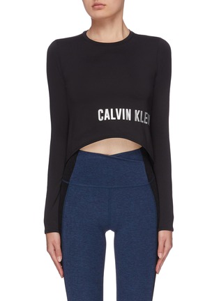 Main View - Click To Enlarge - CALVIN KLEIN PERFORMANCE - Reflective logo slit back cropped top