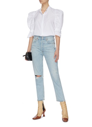 Figure View - Click To Enlarge - AGOLDE - 'Riley' ripped knee cropped jeans