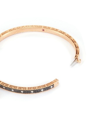 Detail View - Click To Enlarge - ROBERTO COIN - 'Princess Flower' black and white diamond 18k rose gold bangle