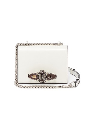 Main View - Click To Enlarge - ALEXANDER MCQUEEN - Butterfly jewelled satchel' in lizard embossed leather embellished knuckle