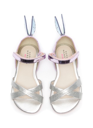 Figure View - Click To Enlarge - SOPHIA WEBSTER - 'Chiara' wing APPLIQUÉ metallic toddlers cross sandals