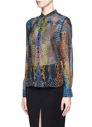Front View - Click To Enlarge - MC Q - Rainbow crocodile print silk blouse