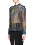 Front View - Click To Enlarge - MC Q - Rainbow crocodile print silk blouse