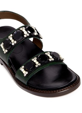 Detail View - Click To Enlarge - MARNI - Crystal strap leather sandals