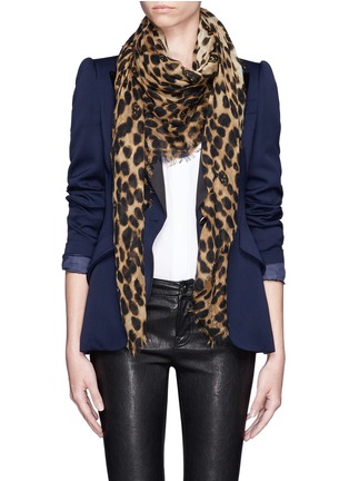 Figure View - Click To Enlarge - ALEXANDER MCQUEEN - Leopard and skull print cashmere-silk scarf