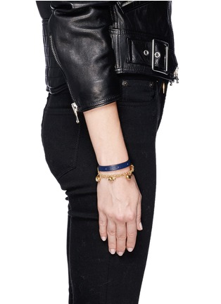 Figure View - Click To Enlarge - ALEXANDER MCQUEEN - Skull chain double wrap leather bracelet