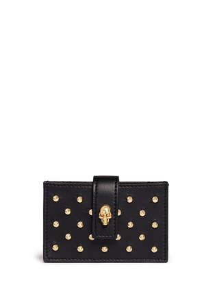 Main View - Click To Enlarge - ALEXANDER MCQUEEN - Skull accordian stud leather card case