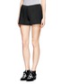 Front View - Click To Enlarge - HELEN LEE - Neoprene pleat shorts