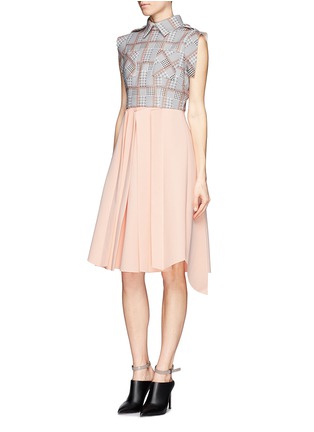 Figure View - Click To Enlarge - HELEN LEE - Rabbit houndstooth structure pleat dress