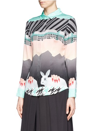 Front View - Click To Enlarge - HELEN LEE - Oriental rabbit print silk shirt