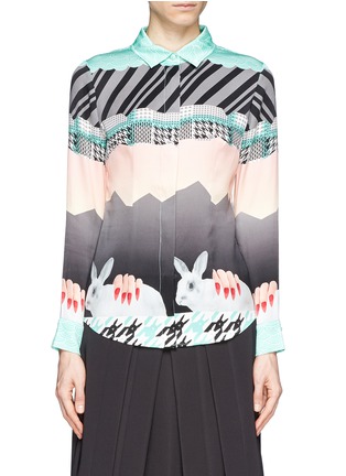 Main View - Click To Enlarge - HELEN LEE - Oriental rabbit print silk shirt