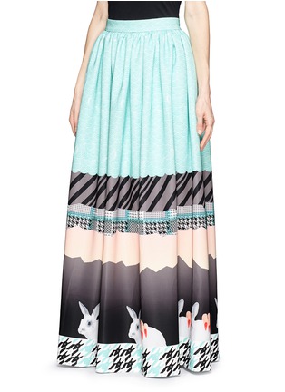 Front View - Click To Enlarge - HELEN LEE - Oriental rabbit print maxi skirt