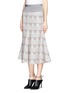 Front View - Click To Enlarge - HELEN LEE - Rabbit houndstooth long trumpet skirt