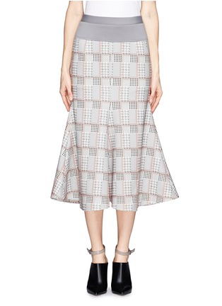 Main View - Click To Enlarge - HELEN LEE - Rabbit houndstooth long trumpet skirt