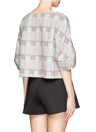 Back View - Click To Enlarge - HELEN LEE - Rabbit houndstooth print wide cuff crop top