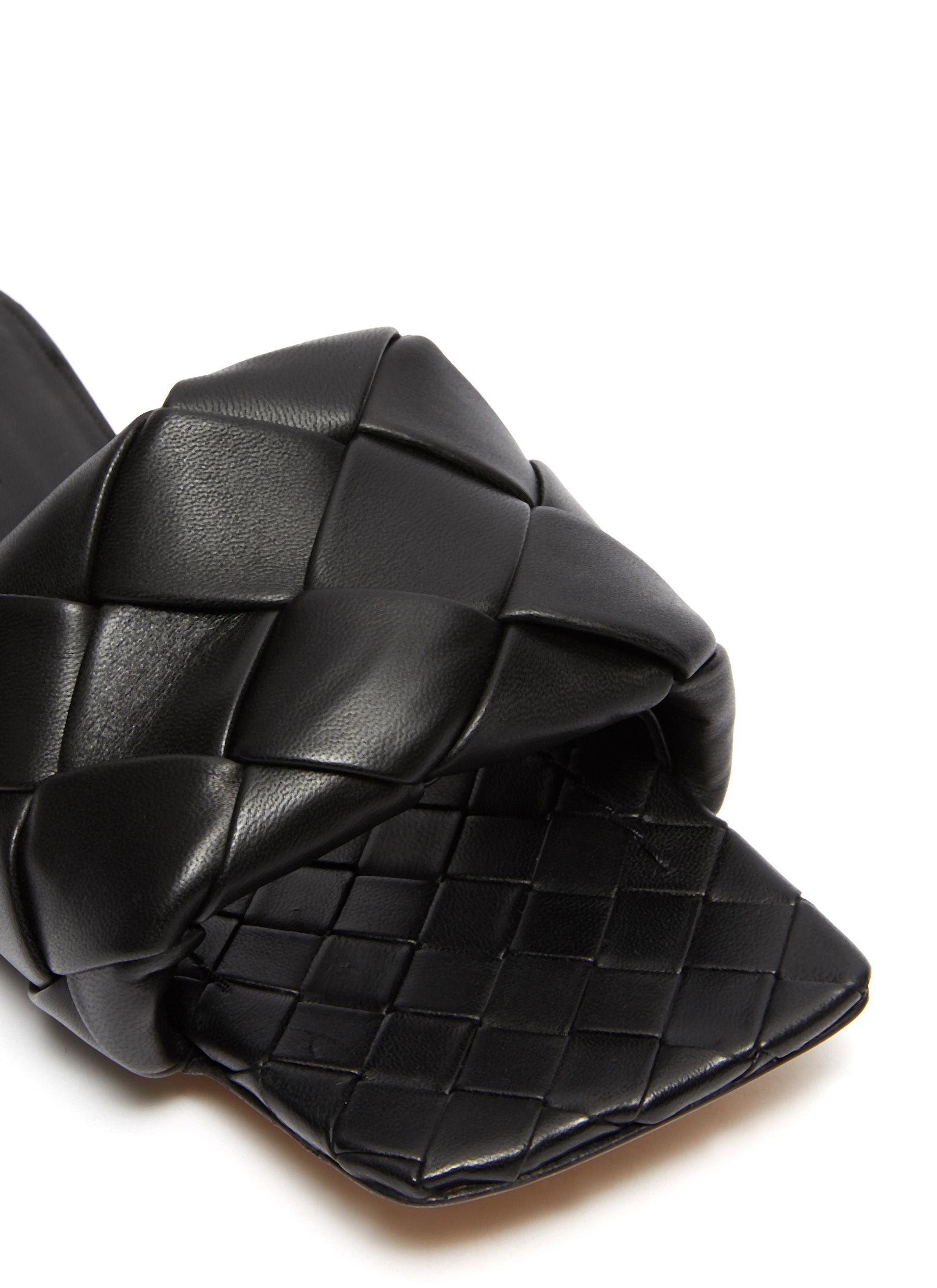 BOTTEGA VENETA WOVEN LEATHER SLIDES